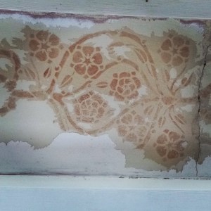 A Glasgow Style bunch of roses on a stencilled ceiling